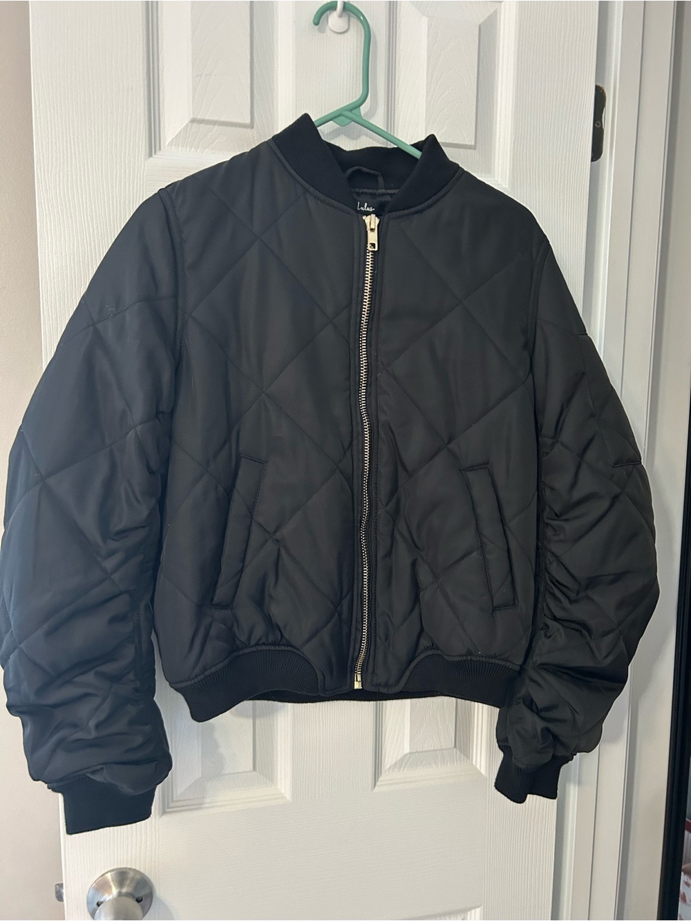 Lulu's Black Quilted Bomber Jacket
